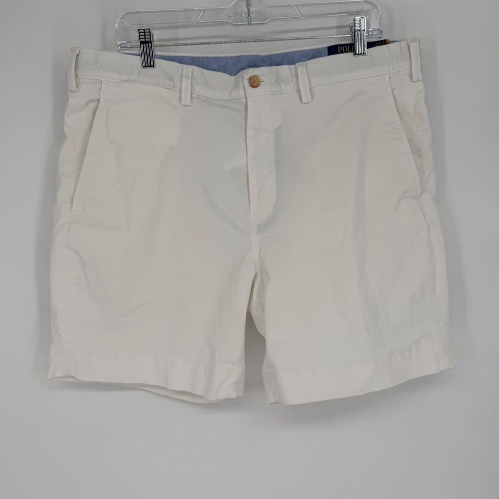 Polo Ralph Lauren Mens White Preppy Heritage Stretch Straight Chino Shorts 36